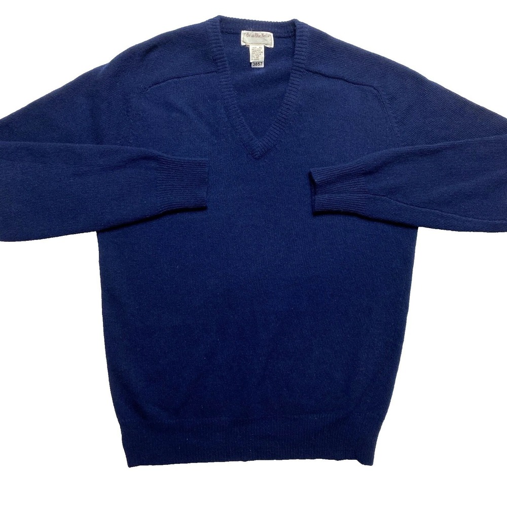 Brian MacNeil Sweater Mens XL Navy Blue Virgin Lambswool V-Neck Pullover